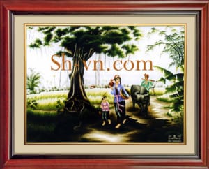 乡村风景画手工刺绣=幸福在一起　11＝SHVN 1111 - 50cm x 75cm. (2)